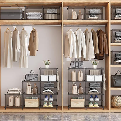 AWTATOS Closet Organizer 8 Cube Storage Shelves Clothes Organizers Stackable Cubby Shelving for Closet Bedroom Living Room Grey