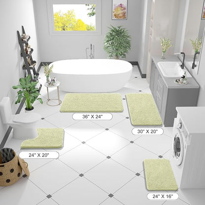 OLANLY Bathroom Runner Rugs 44x24, Soft Absorbent Chenille Bath Rugs, Rubber Backing Quick Dry, Machine Washable Long Bath Mats for Bathroom Floor, Tub and Shower, Home Decor Accessories, Vanilla