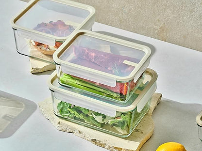 Glasslock Sens 24Pcs Glass Food Storage Set – Airtight & Leakproof, 8 Different Sizes, Anti Slip Lid, Microwave & Oven Safe, Meal prep, Lunch Box, Nestable & Stackable, Pantry Storage