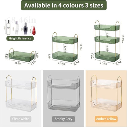 Akinbas 2 Tier Bathroom Organizer Countertop Makeup Perfume Tray Skincare Organizer for Bathroom Dresser Vanity (Green)
