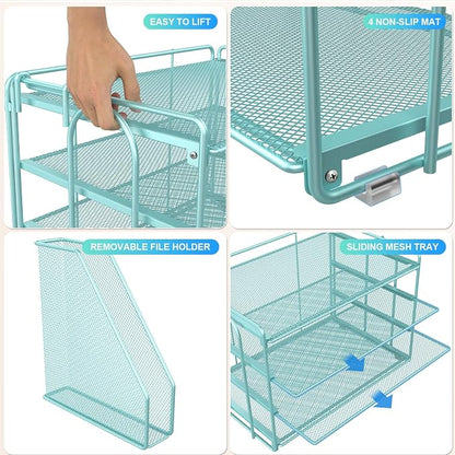 gianotter 4-Tier Paper Organizer With Magazine Holder, Desk Organizers and Accessories, Desk Accessories & Workspace Organizers, File Organizer for Office Supplies Storag (Blue, 4-Tier)