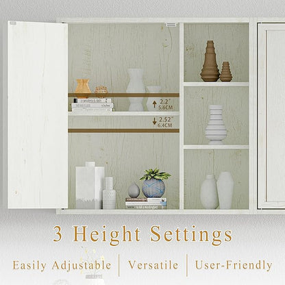Bathroom Wall Cabinet, Small Wall Cabinet Over Toilet with Door and Adjustable Shelf, Rustic Medicine Cabinet for Kitchen, Garage, Livingroom, Laundry Room (White, 1 PCS)