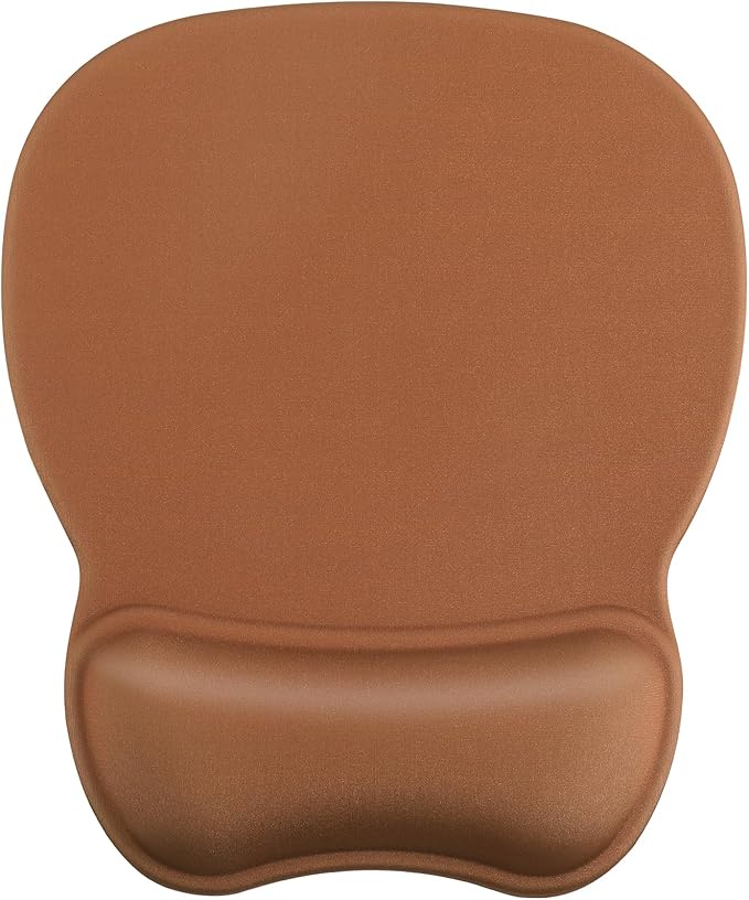 MROCO Ergonomic Mouse Pad with Gel Wrist Rest, 9.4 x 8.1 in, Coffee Brown | Ergonomic Shape Design, Multiple Pattern Options, Gel Wrist Comfort, Smooth Lycra Surface, Non-Slip PU Base