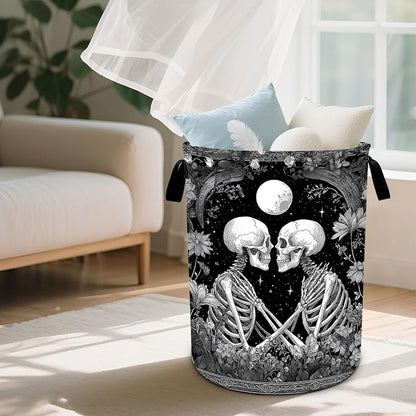 Skull Laundry Basket Waterproof Laundry Hamper Foldable Laundry Bag with Handles for Bedroom, Bathroom, Office, Clothes Storage