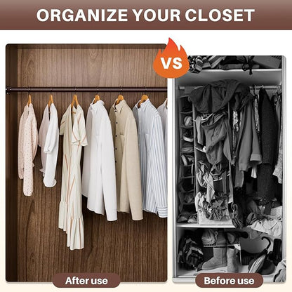 Closet Rod - Closet Rods for Hanging Clothes, 17 to 97 inch Adjustable Closet Hanging Rod, Heavy Duty Clothes Rod Clothing Bar, Closet Poles for Hanging Clothes for Wardrobes, Shower Curtain