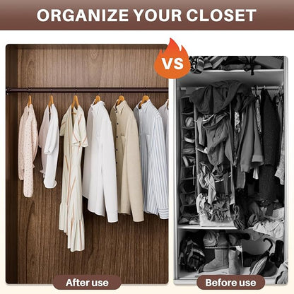 SUTINE Closet Rod - Closet Rods for Hanging Clothes, 17 to 82 inch Adjustable Closet Hanging Rod, Heavy Duty Clothes Rod Clothing Bar, Closet Poles for Hanging Clothes for Wardrobes, Shower Curtain