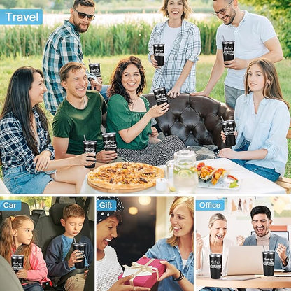 Sieral 60 Pieces Thank You for Being Awesome Tumbler, Thank You Supplies for Women Men 20oz Insulated Stainless Steel Travel Tumbler with Lid and Straw Appreciation Gift with Keychain (Black)