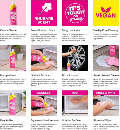 Stardrops The Pink Stuff Miracle Cream Cleaner, Stainless Steel & Multi-Purpose Surfaces, Removes Grease, Grime, Limescale & Soap Scum, Tough on Stains, Gentle on Surfaces, 500ml 16.9oz (Pack of 2)