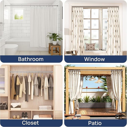 ENJOYBASICS 2 Pack Adjustable Spring Tension Curtain Rods 32 to 66 Inches, Stainless Steel Nickel Shower Rod No Drilling for Window, Bathroom, Closet, Room Divider, 7/8" Diameter
