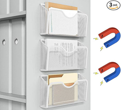 JANE EYRE Magnetic File Holder - 3PCS Paper File Mail Organizer No Drilling Magazine Paper Document Organizer for Cabinets Office Whiteboard