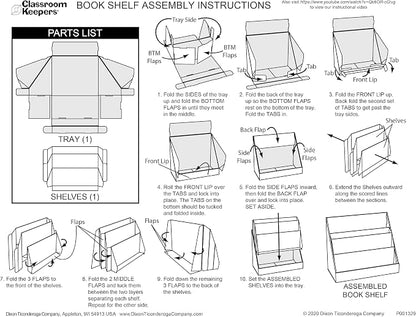 Classroom Keepers Sturdy Cardboard Book Shelf, 3-Tiered, Blue, 17" H x 20" W x 10" D, 1 Unit