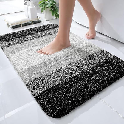 OLANLY Bathroom Rugs Mat 30x18, Extra Soft Absorbent Microfiber Bath Rugs, Rubber Backing, Quick Dry, Machine Washable Bath Mats for Bathroom Floor, Tub and Shower, Home Decor Accessories, Black