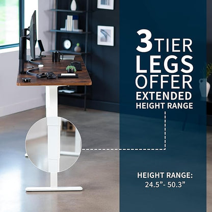 VIVO Electric 83 x 30 in Dual Motor Sit Stand Desk, Memory Height Adjustment, 2B Series, Rustic Vintage Brown Top White Frame, DESK-KIT-2W8N