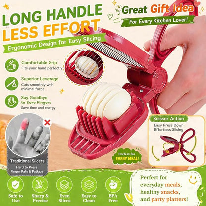 JAYVAR Large Egg Slicer for Hard Boiled Eggs, Egg Cutter with Thick and Sturdy Blade, Boiled Eggs Slicer with Long Handle, Stainless Steel Strawberry Slicers for EggChopper, Sturdy Easy to Clean Use