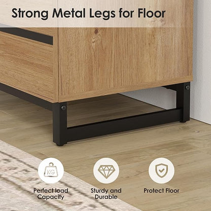 WAMPAT Dresser for Bedroom, Closet Organizers and Storage with 18 Drawers, Modern Wood Dresser with Metal Base, Chest of Drawers for Living Room, Bedroom, Oak