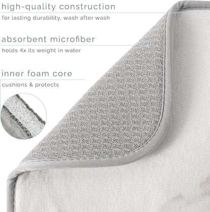 S&T INC. Dish Drying Mat XL, 18” x 24”, Absorbent Microfiber Kitchen Counter Mat, Dish Drying Pad for Dishes, Utensils, Pots and Pans, Extra Large, Grey Stone