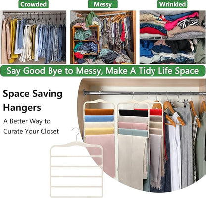 Magic Pants Velvet Hangers for Organization and Storage - Space Saving, 5 Pack Dorm Room Essentials for College Students Girls