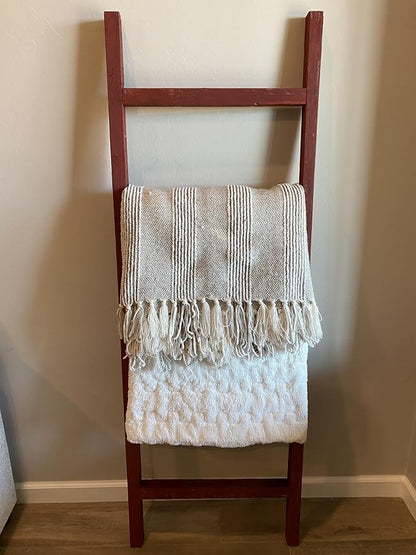 BARNWOODUSA Rustic Farmhouse Decorative Ladder - Our 5 ft Ladder can be Mounted Horizontally or Vertically and is Crafted from Upcycled Wood No Assembly Required Rustic Red