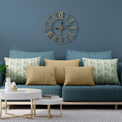Sorbus Large Wall Clock for Living Room Decor - 24 inch Big Wall Clock Decorative - Battery Operated - Roman Numeral Analog Large Clock for Bedroom, Room, Home, Kitchen, Office, Wall Decor (Gold)