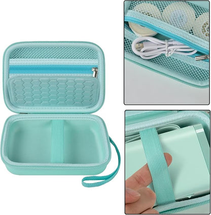 Comecase Case Compatible with Nelko P21/ for Phomemo D30 D35 Label Maker Machine, for JADENS D11/ for SUPVAN Mini Labeler Sticker, Labler Maker Storage for Tape&Accessories - Green