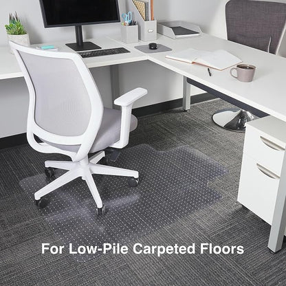 Staples Office Chair Mat, Clear Floor Mats with Lip, Flat-Pile Carpets, Extended Under-Desk Coverage, 36" x 48 Inch, Smooth Glide