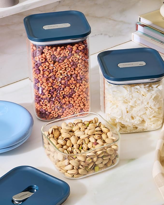 Caraway 13-Piece Glass Airtight Food Storage Containers with Lids – Non-Toxic, BPA-Free Kitchen Storage Containers – Stackable, Space-Saving Airtight Containers for Dry Goods and More - Mist