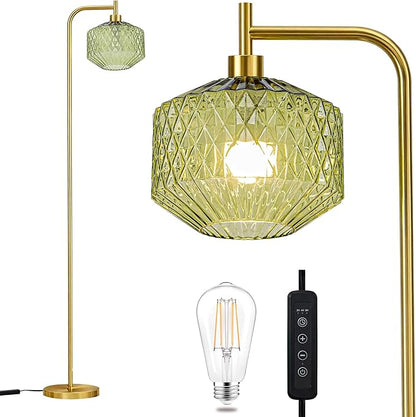 MAYNA Glass Floor lamp Living Room, Modern Vertical lamp, Remote Control Switch with Glass lampshade, 67-inch high lamp Suitable for Bedroom and Study (2700K LED Bulb Included)