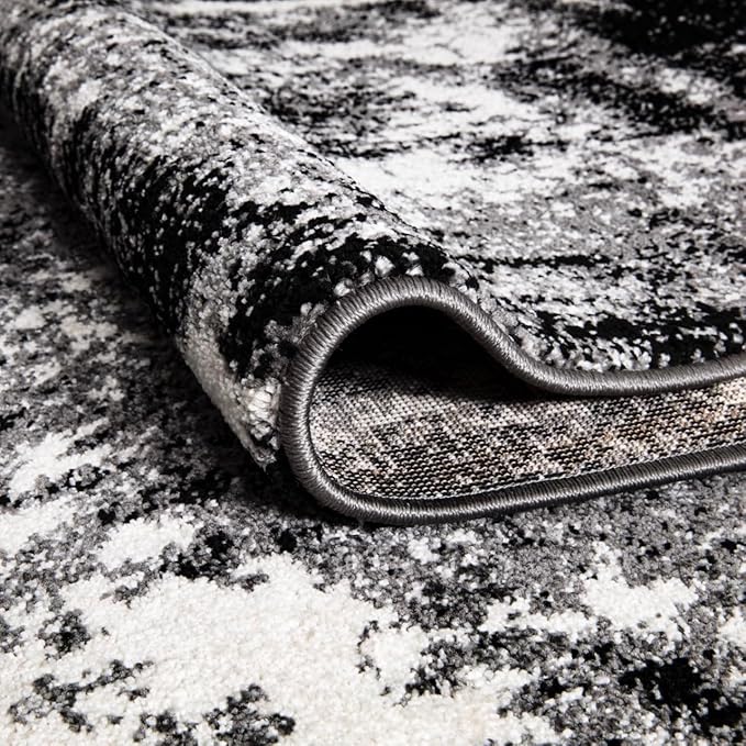 Keen Home Design Area Rugs - 48"x72" Non-Shedding, Thick Pile Abstract Rugs for Kitchen, Living Room, Bedroom, Dining Room, Entryway - Size: 4' x 6', Abstract Black