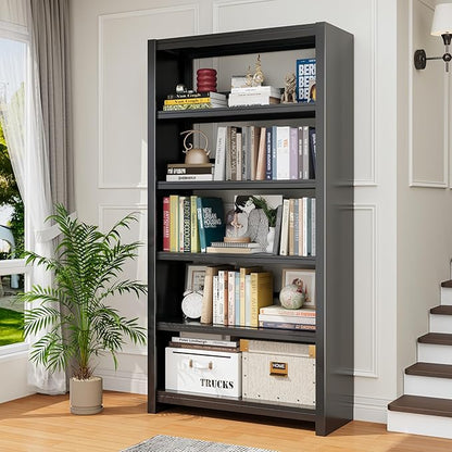 69.3" Tall Metal Bookshelf, Black Bookcase with Display Shelves, 5 Tier Open Shelf Bookcases for Living Room, Bedroom, Home Office, Study, Library