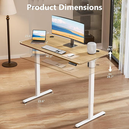 Electric Standing Desk 48 x 24 Inches, Height Adjustable Sit Stand Home Office Computer Desk with Memory Presets,Wood Color