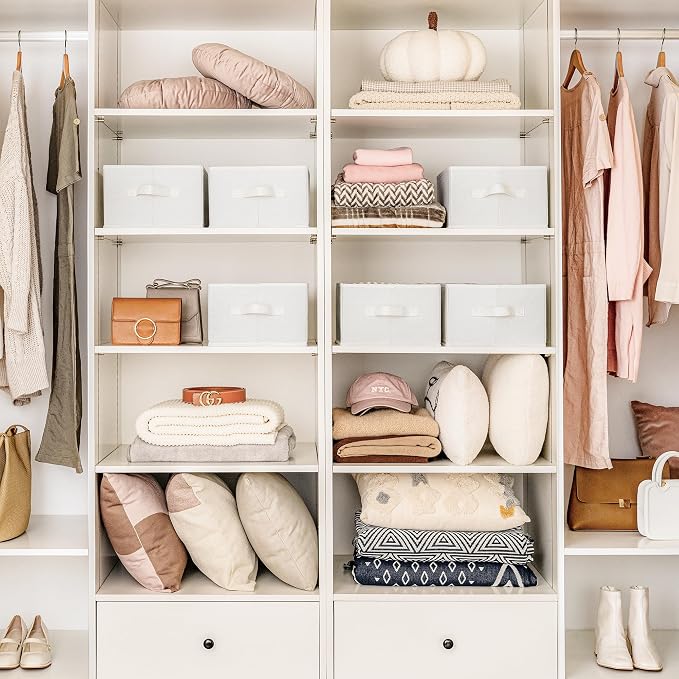 GRANNY SAYS Jean Organizer for Closet, Clothes Drawer Organizer, Pants Organizer, Wardrobe Clothes Organizers, Clothes Storage Bins, Drawers for Sweater, T Shirt, Beige, 6-Pack