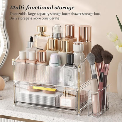 Modular Makeup Organizer, Clear Acrylic Cosmetic Storage Box with Drawer, Vanity Countertop Organizer for Makeup, Skincare and Beauty Accessories – Multiple Styles