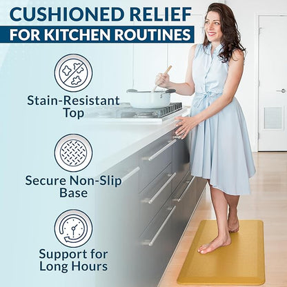 ComfiLife Anti Fatigue Floor Mat – 3/4 Inch Thick Kitchen Mats for Floor, Standing Desk Mat, Kitchen Rug – Comfort at Home, Office – Durable – Stain Resistant – Non-Slip Bottom (20" x 32", Mustard)