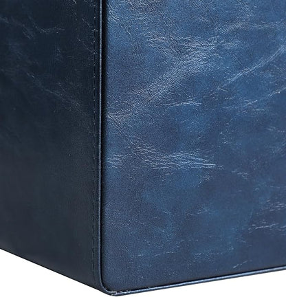 PU Leather Desk Organizer, Luxury Remote Control Holder for Home, Office Desk Accessories Table Caddy Bedside Nightstand Organizer (Dark Blue)