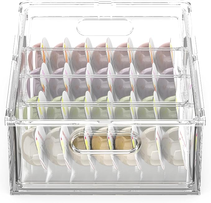 Refrigerator Storage Drawer for Bartesian Cocktail Pods, Stackable Bartesian Pod Holder for the Fridge, Hold 32 Bartesian Cocktail Capsules, Refrigerator Organizer Bins Storage Container -Clear