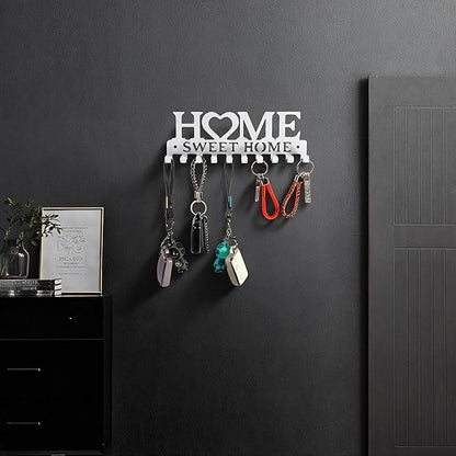 Key Holder Wall Mounted with Screws and Anchors, White Multifunctional Key Hanger with 10 Hooks, Entryway Front Door Kitchen Hallway Garage Office