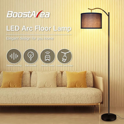 BoostArea Floor Lamp for Living Room,Arc Floor Lamp with Remote Control,Stepless Dimmable Brightness & Colors Temperature 2700k-6500k,Modern Standing Lamp for Bedroom Study Room Office,Blue
