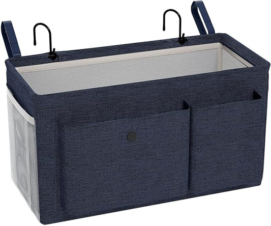 Edudif Bedside Caddy Bedside Organizer with Fixed Straps & Water Bottle Holder, Bunk Bed Caddy ideal for Home, Dorm, Hospital, Crib, Versatile Bedside Storage Solution