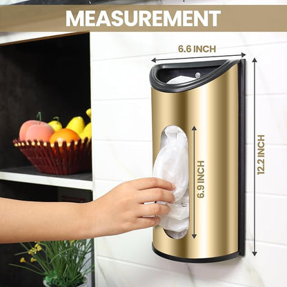 Utopia Kitchen Grocery Plastic Bag Holder and Dispenser for Plastic Bags - Easy Wall Mount Bag Saver - Stainless Steel (Gold, Medium (Pack of 1))