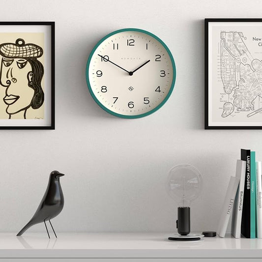 NEWGATE® Number Four Echo wall Clock | Modern Round Clock | 30cm | Eden Green | Easy to Read Numbers | Ideal for Kitchen, Living Room or Office
