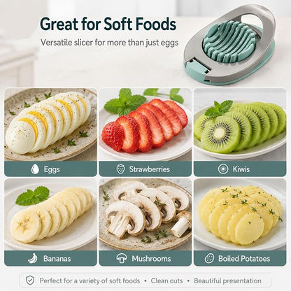 Egg Slicer for Boiled Eggs Strawberry Cutter with Stainless Steel Wire （Green）