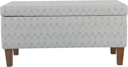 Kinfine K6384Np-F2244 Geometric Patterned Fabric Upholstered Wooden Bench with Hinged Storage, Large, Gray and Brown