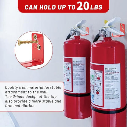 Fire Extinguisher Mount, 40 Pack Heavy Duty 3-Hole Fire Extinguisher Bracket, SturdyHolder for Easy Installation, Durable 20lb Hook Hanger