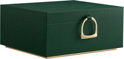 SONGMICS 2-Layer Jewelry Box, Jewelry Organizer with Handle, Removable Jewelry Tray, Jewelry Storage, Floating Effect, 8.1 x 9.4 x 4.3 Inches, Gift Idea, Forest Green UJBC165C01