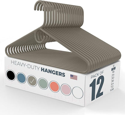 Neaties Heavy Duty Clothes Hangers 12 Pack – Made in The USA – 8lb Capacity Plastic Hangers for Adult Clothing – Durable for Pants, Coats, Jackets, or Jeans – Gray