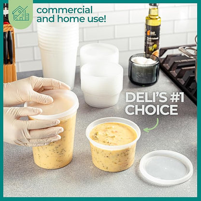 JoyServe Deli Food Containers with Lids - (144 Sets) Bulk Case of 72-32 Oz Quarts & 72-16 Oz Pints Airtight Food Storage Takeout Meal Prep Containers, BPA-Free, Dishwasher, Microwave Safe