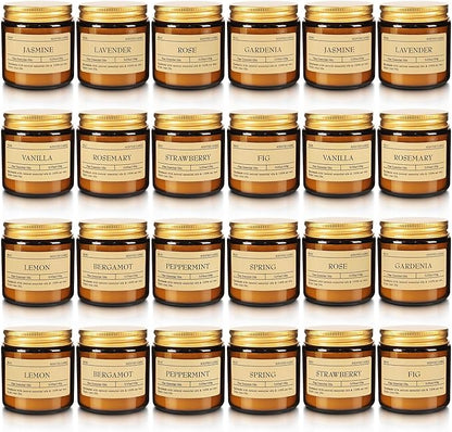 24-Pack Scented Candle Gift Box - 12 scents to Choose from (Rose/Lavender/Lemon/Vanilla),