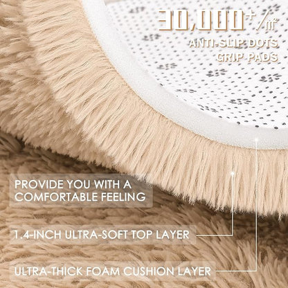 OLANLY 9x12 Machine Washable Large Area Rugs for Living Room, Bedroom, Soft Fluffy Shaggy Bedside Rug, Indoor Floor Carpet for Kids Girls and Boys, Dorms, Nursery, Home Decor Aesthetic, Beige