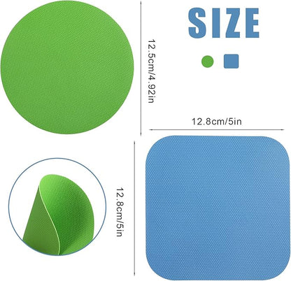 LUTER 4pcs Jar Opener, Rubber, Multi-function Silicone Bottle Opener for Seniors with Weak Hands Lid Cap Gripper Pads Kitchen Coasters Gadgets(Light Blue, Green)