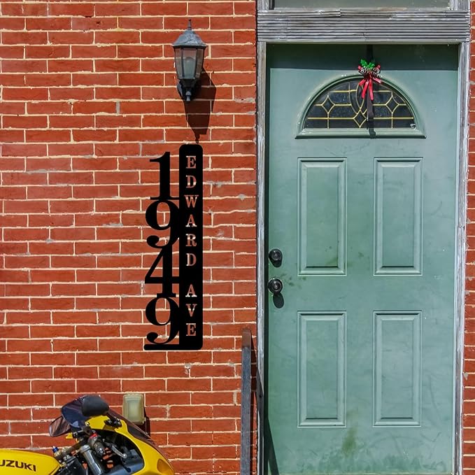 Personalized Vertical Address Plate,House Numbers Sign for Outside,Custom Metal Address Numbers for House Modern House Numbers,Street Name Address Sign,Great Housewarming Gifts Idea